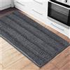 NICETOWN Tappeto da bagno extra spesso, oversize, antiscivolo, in morbida ciniglia, a pelo lungo, per soggiorno e camera da letto, assorbente, colore: grigio, 152 x 61 cm