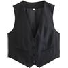 FEATEFACE Gilet formale da donna 2024 Button up Business senza maniche Casual Business Work Office Gilet corto, Nero , S