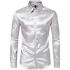 Generic Camicie da uomo in raso liscio e setoso, camicia da smoking, tinta unita, per feste di nozze, affari, camicia casual, C30 Grigio Chiaro, XXL
