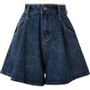 Vhersily 2025 Pantaloncini Donna Jeans Vita Alta Bermuda Shorts Blu Scuro Largo Gamba Alta Jeans Sciolti Cortometrali Baggy Pantaloni Casual Estivi Corti Jeans Shorts Streetwear Pants con Tasche