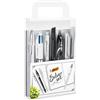 BIC Silver Set Scrittura, 1 Agenda, 2 Penne a Sfera e 1 a Gel, 1 Fineliner punta media Intensity, 1 Fineliner Intensity, 1 Pennarello Indelebile, 1 Portamine