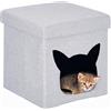 Home Tresor Cuccia Cane Gatto, Pouf Poggiapiedi Lettino da Interno per Cani/Gatti/Mici, Casetta Pieghevole Piccoli Animali Domestici - Gatto 1, 38x38x38 cm