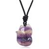 COAI Collana Regolabile con Pendente Volpe Unisex in Fluorite Naturale, Collana Fluorite per Donna e Uomo