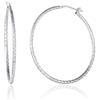 Diamond Treats Orecchini a Cerchio Grandi con Taglio Diamante in Argento 925, Orecchini a Cerchio Attorcigliati per Donna e Ragazza, Orecchini Cerchio da 40 mm di Diametro, Orecchini Donna Argento