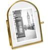 Isaac Jacobs Cornice portafoto in stile vintage, in ottone ad arco e vetro con chiusura a medaglione (verticale), realizzata per esposizione da tavolo (2 x 3 cm, verticale, oro antico)