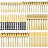 Pleafind Set posate 12 persone, Pleafind 72 pezzi set di posate oro, posate acciaio inox con coltelli da bistecca, elegante set di posate, incluse forchette, cucchiai, coltelli, lavabili in lavastoviglie