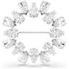 Swarovski Matrix Spilla, Gioiello Versatile per Occasioni Speciali con Zirconia Trasparenti Swarovski, Pietre Scintillanti a Taglio Pear, Placcatura in Tonalità Rodio, 3,6 x 3,6 cm