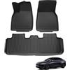 ECOZEN Tappetini Abitacolo per Tesla Model Y 2025 2026 Juniper 3D Tappetini in TPE gomma, antiscivolo, impermeabile, battitacco in gomma rinforzato, bottoni di fissaggio, accessori Model Y Juniper