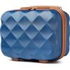 British Traveller Beauty Case 31x25x17,2cm Valigia Trolley Rigida Leggero Borsa da Toilette (13pollici, Blu/Marrone)