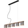 Briloner Lampadario Design Wood&Style grigio paralume grigio 5x E14 Ø110cm BRILONER