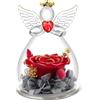 Qinqinxin Festa della Mamma Idee Regalo, Rosa Stabilizzata Vera Regalo Festa della Mamma, Eterna Rosa in Angelo di Vetro Regalo per Mamma Nonna, Regalo Donne Compleanno, Regalo Mamma Angelo Custode
