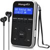 MangoKit MP1 Mini radio portatile DAB/DAB+/FM,con batteria ricaricabile, auricolari,pulsanti bloccabili,display OLED,20 preset di stazione,per camminata/corsaecc (argento nero)