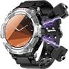 Rainbuvvy Orologio intelligente 2 in 1 con auricolari wireless, AMOLED Schermo da 1,52, Activity Fitness Tracker, Impermeabile IP67/ Batteria 400mAh/Chiamata Bluetooth/Siri/Notifica (Argento)