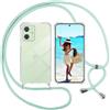 ISOI Cover con Cordino per Motorola G54 5G, Custodia Trasparente con Collana Tracolla Laccio Collo Ultra Sottile Morbido TPU Silicone Antiurto AntiGraffio Antiscivolo Case, Verde