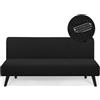 AOUHMN Copridivano Senza Braccioli, Copridivano 2-3 Posti Elasticizzato Impermeabile Universale Spandex Cotone Antigraffio Gatto e Lavabile Protezione per Mobili per Divano Pieghevole,Nero,160×190cm