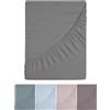 Happidea - Lenzuola Sotto Con Angoli Elastici, Caldo 100% Flanella Cotone, Invernale, Prodotto in Italia, Tinta Unita, Piazza e Mezza 120x200, Colore Grigio