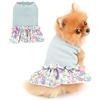 PAIDEFUL Cane Fiori Vestito per Cani di Piccola Taglia Media Gatti Ragazze Morbido Cotone Gilet Tee Gonna Arricciata Traspiranti Chihuahua Yorkie Vestiti Animali Domestici Primavera Estate Verde XS