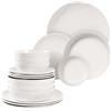 Navaris Servizio Piatti da 4 Persone - Set di 16 Piatti Moderni Colorati Particolari - Accessori Cucina Stile Moderno - Servizi Tavola in Ceramica - Gres Bianco Effetto Lino