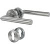 DIYGEEK Maniglie Porte Interne - Acciaio Inox Satinato con Cilindro PZ e Rosetta Ø52 mm, Forma di L, Argento Finitura Spazzolata