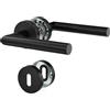 DIYGEEK Maniglie Porte Interne Nere, Maniglia Set Completo Acciaio Inox con Punta colorata Rosetta Ø52 mm BB, Forma di L, Nera Verniciatura a Polvere