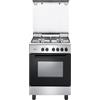 De Longhi Cucina a Gas 4 Fuochi Forno Elettrico Ventilato con Grill Larghezza x Profondità 60x60 cm Classe energetica A colore Inox - DGX64L