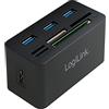 LogiLink Hub compatibile USB 3.0 con lettore di carte All-in-One, nero