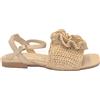SHADDY SANDALO CON TACCO E FIORE RAFIA BEIGE