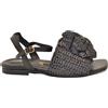 SHADDY SANDALO CON TACCO E FIORE RAFIA BLACK