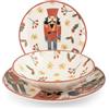H&H, Servizio tavola 18 pezzi Kingdom set tavola natalizio, decoro schiaccianoci, in stoneware, lavabile in lavastoviglie