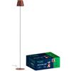 V-TAC Lampada da Terra LED Senza Fili Ricaricabile - Altezza Regolabile - Lampada in Alluminio Marrone Corten Uso Interno ed Esterno Casa e Salotto - Design Elegante