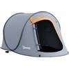 Outsunny Tenda da Campeggio 2-3 Posti, Tenda Pop Up con Accessori e Borsa di Trasporto, Impermeabile 2000mm, 245x148x105 cm, Grigio