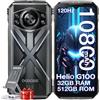 DOOGEE S cyber Pro Rugged Smartphone, 32(12+20)GB+512GB Helio G100, 10800mAh/33W 6,6" FHD+ 120Hz Smartphone Rugged, 50MP+32MP Telefono Indistruttibile, Android 14, IP68/IP69K/Dual SIM/NFC/OTG, Argento