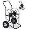 Relaxdays Carrello Avvolgitubo, con 2 Ruote, Attacco da 1/2 e 3/4 Pollici, per Tubi Lunghi Fino a 80 m, in Metallo, Nero