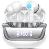 Donerton Cuffie Bluetooth 5.4, Auricolari Bluetooth Stereo HiFi con 4 HD ENC Cancellazione Rumore Microfono, Cuffie Wireless in Ear 45 Ore di Riproduzione, IP7 Impermeabili Cuffiette Senza Filo, Bianco