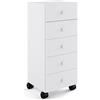 Lineabeta Base 5 cassetti con ruote Runner in acciaio bianco