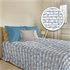 PENSIERI DELICATI Copriletto 170 x 280 cm, Singolo 100% Cotone Pique, Ideale Come Telo Arredo, Coperta Salva Letto 1 Piazza, Fantasia Marina Riga Azzurro, 100% Made in Italy