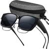 WY8 Occhiali da sole polarizzati con custodia per uomini e donne, lenti leggere UV400 clip-on, lenti TAC HD per guida, pesca e sport all'aria aperta, montatura TR90 resistente per comfort e