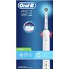 Oral-B Pro 2 2000 Spazzolino Elettrico Ricaricabile, 1 Manico Bianco con Caricatore, 1 Testina CrossAction