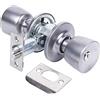 Tesa 3500U0CM Set Pomoli per Porta TULIPA, Cromo Satinato, Funzione 00 con Chiave Esterna e Pomolo Interno, Scrocco Regolabile 60/70 mm Incluso, per Porte Interne e d'Ingresso