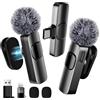 BYbrutek Microfono Lavalier wireless 3 in 1 aggiornato - per iPhone/Android/PC - Mini microfono per registrazione video, podcast, interviste, YouTube, TikTok e Vlogging