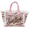 Saint Barth Borsa Vanity a tracolla in cotone fantasia zebrata e rosa