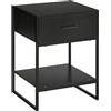 Easycomfort Comodino Moderno con Cassetto e Ripiano Aperto per Camera da Letto e Soggiorno, in Truciolato e Acciaio, 45x40x60cm, Nero
