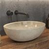 KAMALU Lavabo bagno design ovale in marmo beige 45cm | Litos-LEC40
