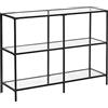 VASAGLE Consolle Ingresso, Tavolo Consolle, Scaffale a 3 Ripiani in Vetro Temperato, 30 x 100 x 73 cm, Struttura Metallo, Corridoio Soggiorno Camera da Letto, Nero LGT027B01