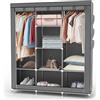 INTIRILIFE Armadio Guardaroba Pieghevole 130x175x45 cm in Grigio Cenere - Cabina Tessuto con Anta Richiudibile, Cerniera Zip e Appendiabiti - Camera da Letto Custodia de Campeggio