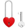 Xinjoduz Lucchetto dell'amore a forma di cuore, 3,5 pollici, rosso, a forma di cuore, con chiave, con cuore, per matrimoni, San Valentino, anniversario, viaggi, San Valentino, San Valentino (acciaio inox