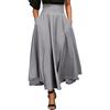 Topgrowth Gonna Lunga Vita Alta Elegante Vintage Maxi Gonna a Pieghe Spacco Gonna Retro Tasche Cintura Lunga Vestito da Donna (Grigio, S)
