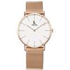 Alienwork IK Orologio Uomo Donna Oro rosa Cinturino in Maglia Metallo Bianco Ultra-sottile