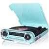 Lauson Giradischi Designer Auto d'epoca 2 Altoparlanti Stereo Integrati | Lettore Lp con Radio Fm, Funzione Bluetooth | Usb, Aux | 3 Velocità (33, 45, 78) Lauson 01TT18 (Blue)