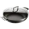 Le Creuset Tegame Basso in Alluminio Antiaderente con Coperchio vetro, diameter 30 cm, per per tutte le fonti di calore, induzione incluso, Nero, 51107300010502